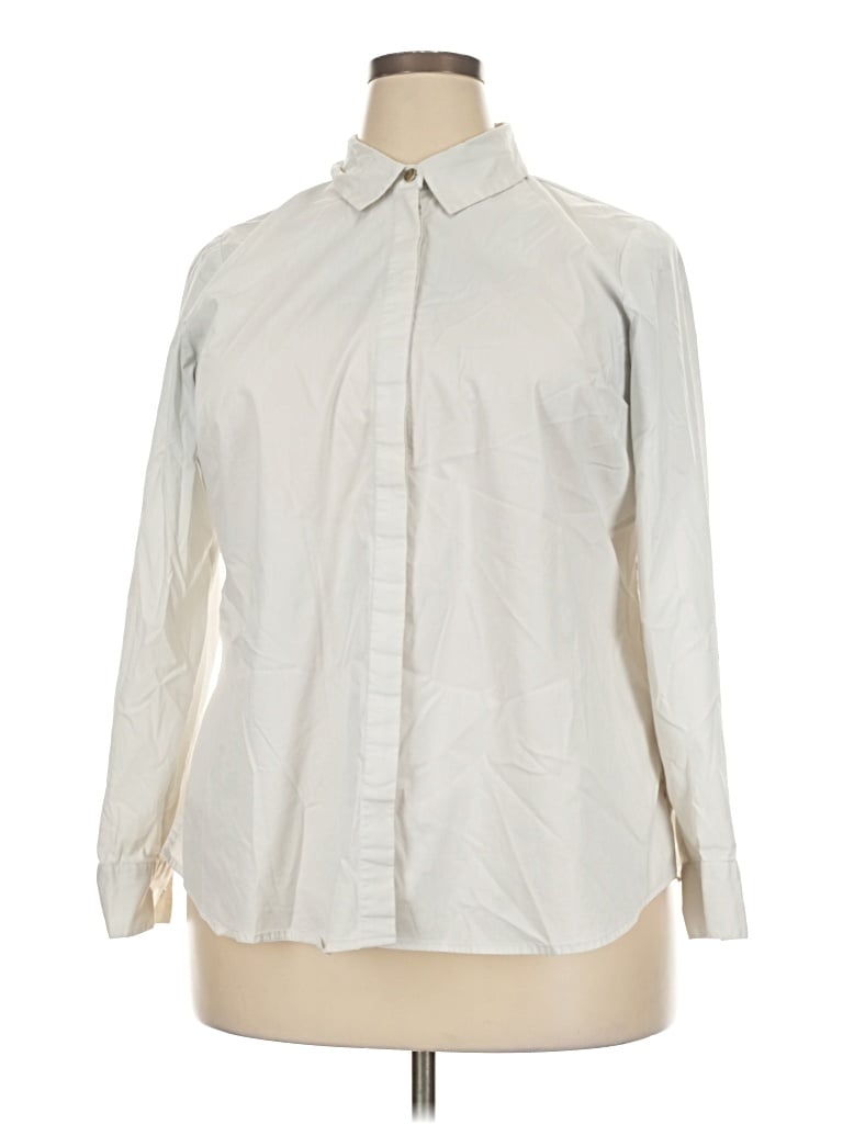Pre-owned Eloquii Long Sleeve Blouse In Ivory