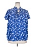 Lane Bryant 100% Polyester Floral Blue Short Sleeve Blouse Size 20 - photo 1