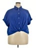 Universal Thread 100% Cotton Blue Short Sleeve Blouse Size XL - photo 1