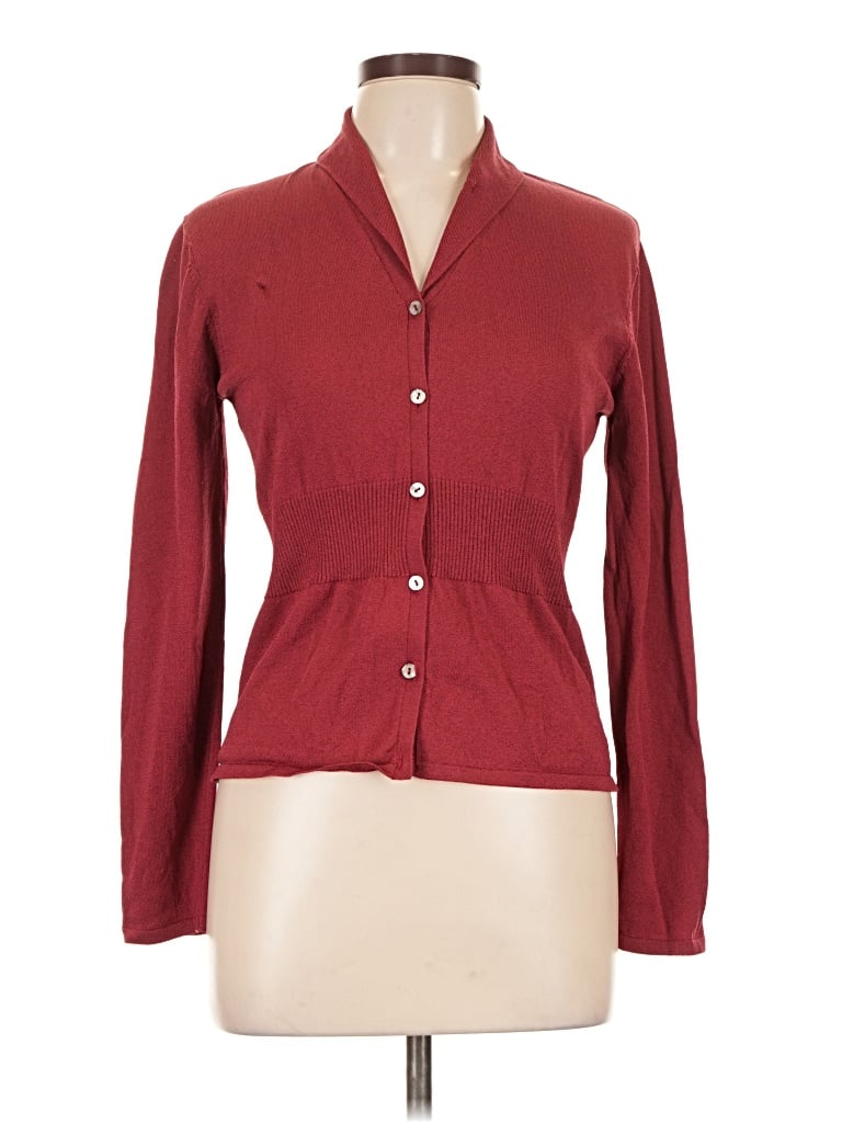 Pre-owned Anthropologie Cardigan Sweater In Burgundy