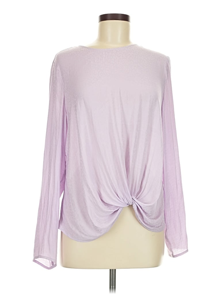 Pre-owned Nine West Long Sleeve Top Purple Crew Neck Tops