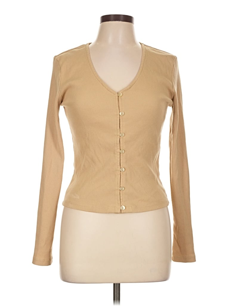 Pre-owned Bagatelle Long Sleeve Top Tan Sweetheart Neckline Tops