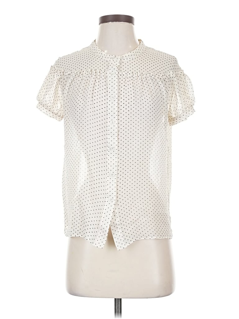 Pre-owned Club Monaco Short Sleeve Blouse In Ivory