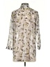 CAbi 100% Polyester Floral Silver 3/4 Sleeve Blouse Size XS - photo 2