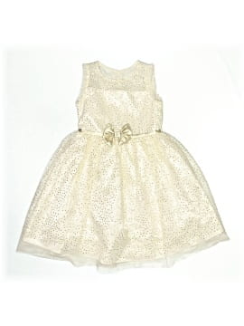 jona michelle gold dress Jona Michelle Gold Ivory Black Velvet Lace Girls Floral Party Dress Size 8