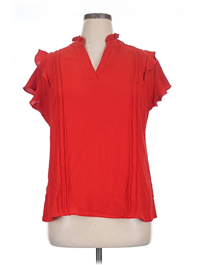 Pre-owned Blooming Jelly Short Sleeve Blouse In Red