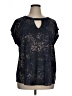 Papermoon 100% Polyester Black Short Sleeve Blouse Size 1X - photo 1