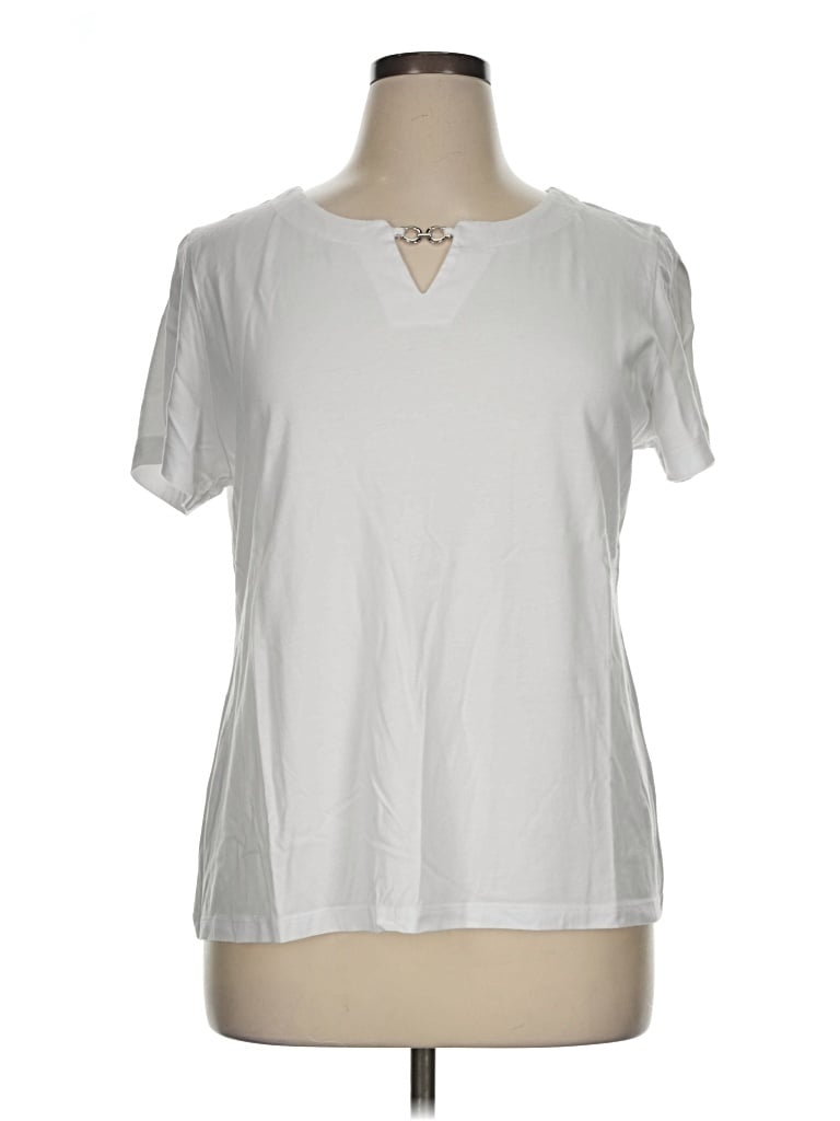 Pre-owned Karen Scott Short Sleeve T-shirt In Silver