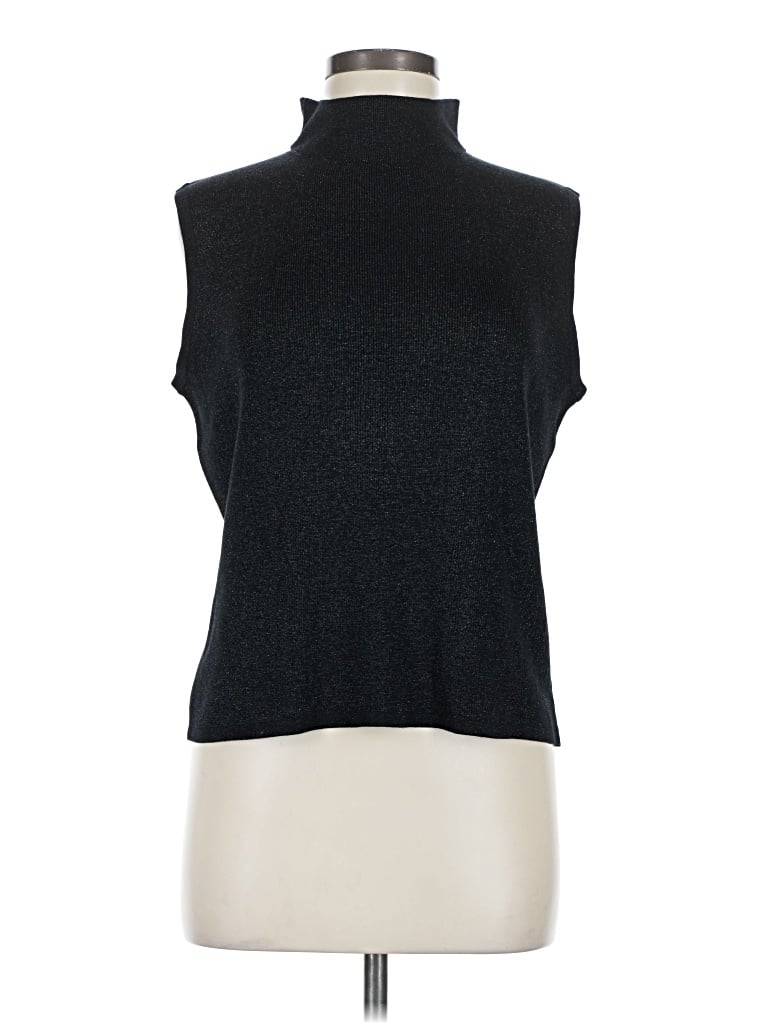 Pre-owned Coldwater Creek Sleeveless Top Black Turtleneck Tops