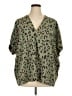 Jodifl 100% Polyester Animal Print Green Short Sleeve Blouse Size 1X - photo 1
