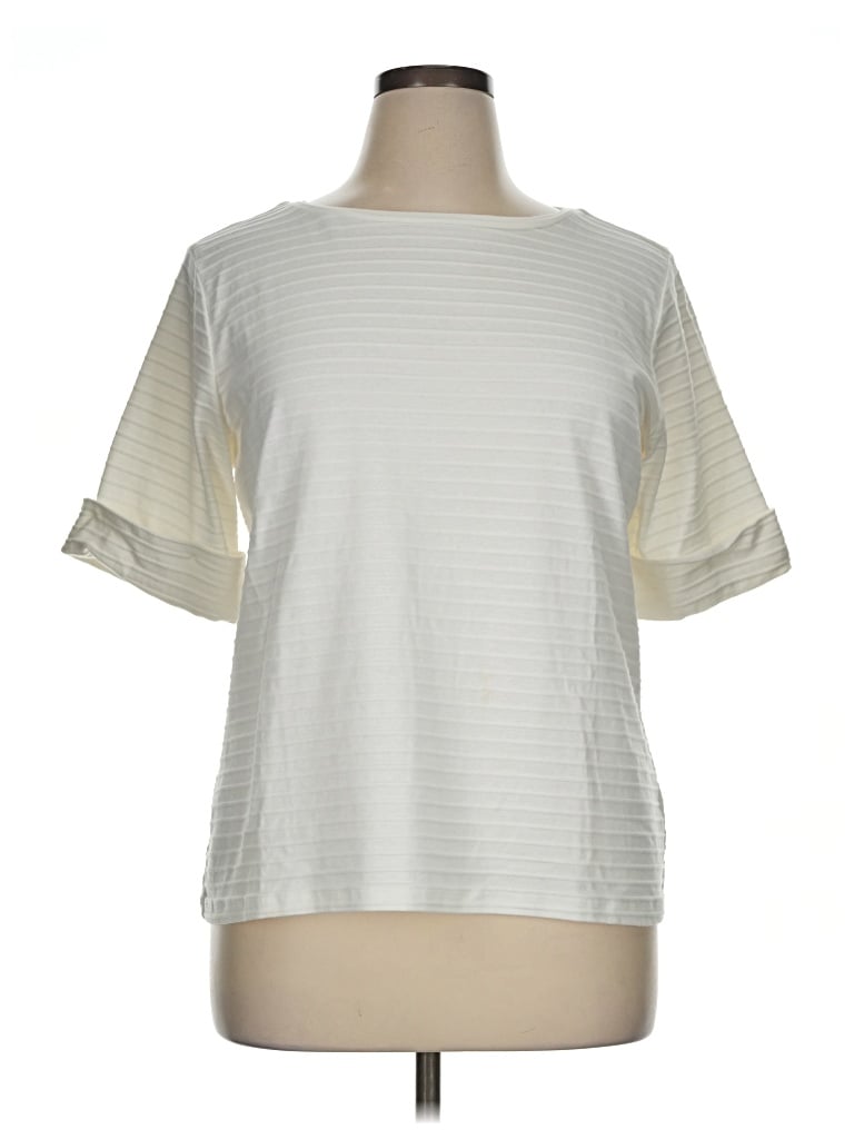 Pre-owned Liz Claiborne Short Sleeve T-shirt In Ivory