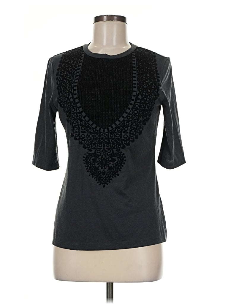 Pre-owned Tory Burch 3/4 Sleeve T-shirt In Black
