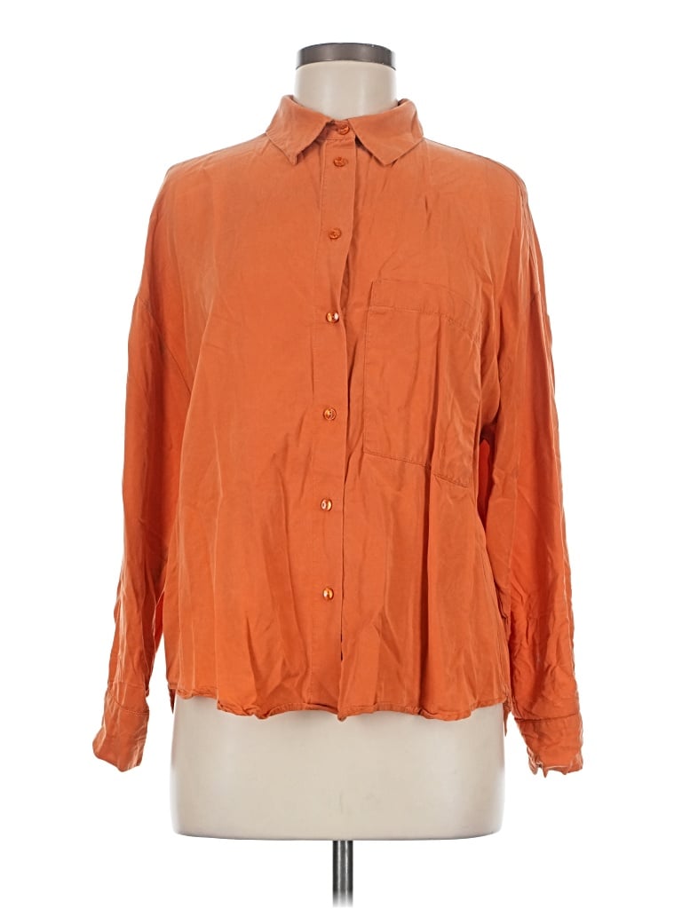 Pre-owned Mng Long Sleeve Blouse In Orange