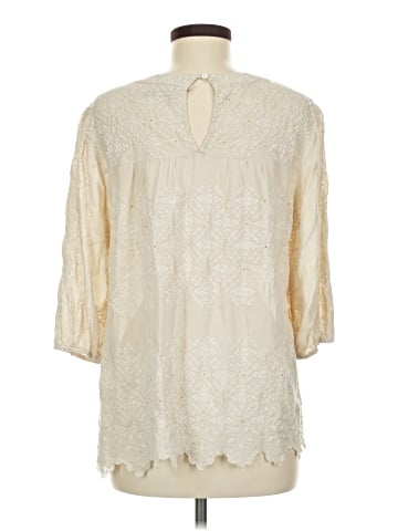 Johnny Was 3/4 Sleeve Silk Top (view 2)