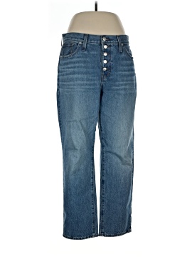 Madewell The Petite Perfect Vintage Straight Jean in Becker Wash: Button-Front Edition (view 1)