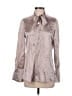 Etcetera 100% Silk Metallic Silver Long Sleeve Silk Top Size 2 - photo 1