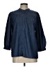 J. McLaughlin Blue 3/4 Sleeve Button-Down Shirt Size L - photo 1