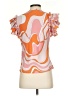 Stem & Vine Orange Short Sleeve Blouse Size S - photo 2