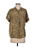 CAbi 100% Silk Print Yellow Short Sleeve Blouse Size S - photo 1