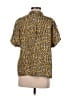 CAbi 100% Silk Print Yellow Short Sleeve Blouse Size S - photo 2
