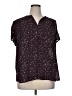Monday Fun 100% Polyester Stars Burgundy Short Sleeve Blouse Size 1X - photo 1