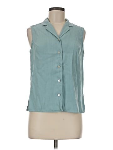 August Silk Sleeveless Button-Down Shirt (view 1)