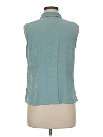 August Silk Sleeveless Button-Down Shirt (view 2)