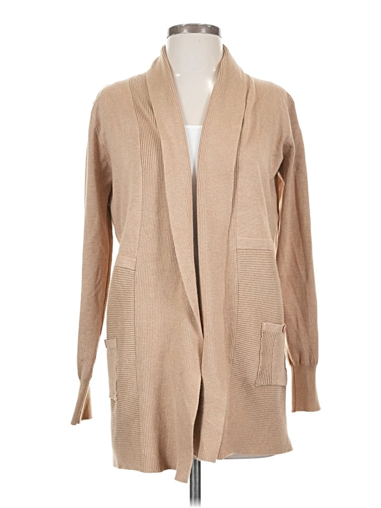Pre-owned Joan Vass New York Cardigan Sweater In Tan