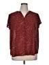 Monday Fun 100% Polyester Stars Burgundy Short Sleeve Blouse Size 1X - photo 1