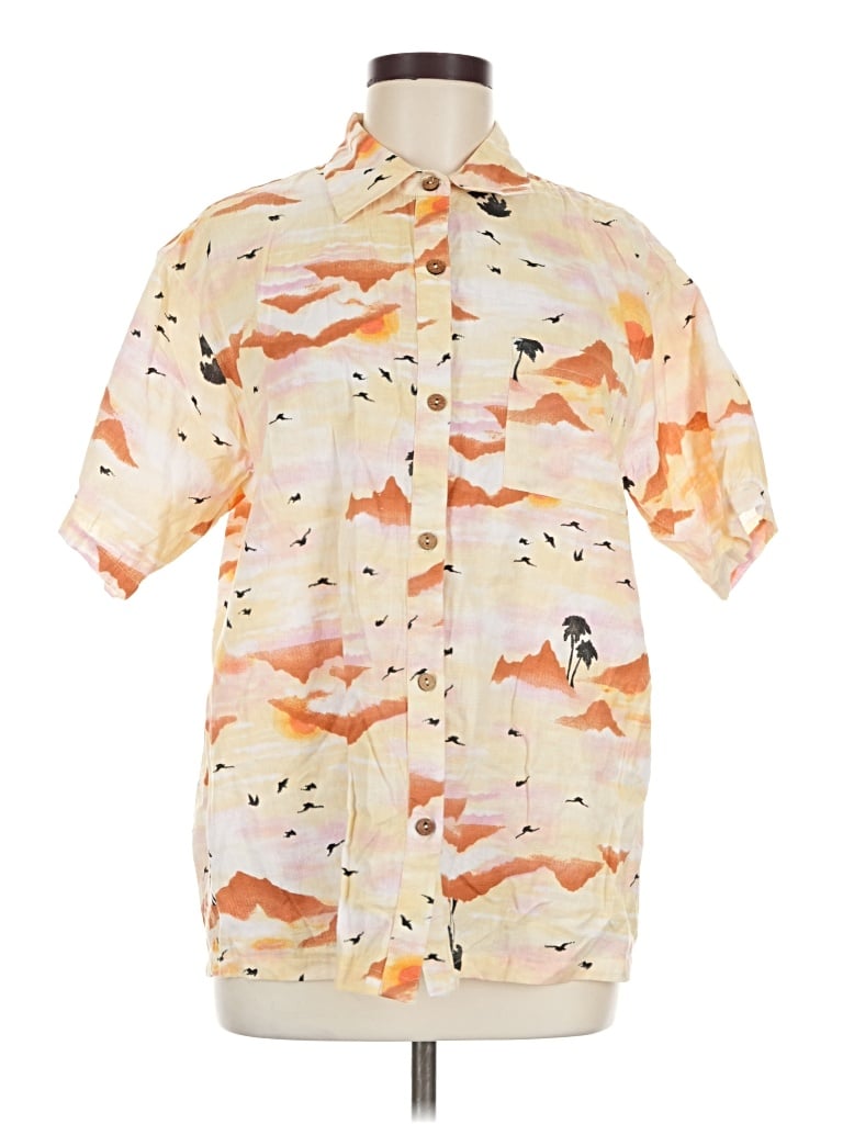Pre-owned Billabong Short Sleeve Button Down Shirt In Orange