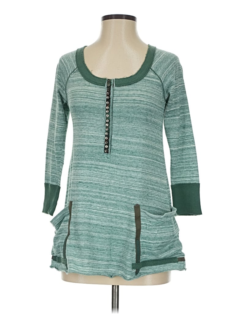 Pre-owned We The Free Long Sleeve Henley Shirt In Teal