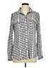 Ann Taylor LOFT Houndstooth Silver Long Sleeve Blouse Size M - photo 1