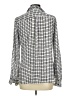 Ann Taylor LOFT Houndstooth Silver Long Sleeve Blouse Size M - photo 2