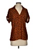 CAbi 100% Polyester Animal Print Brown Short Sleeve Blouse Size XXS - photo 1