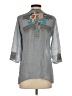 Johnny Was 100% Rayon Gray 3/4 Sleeve Blouse Size XS - photo 2
