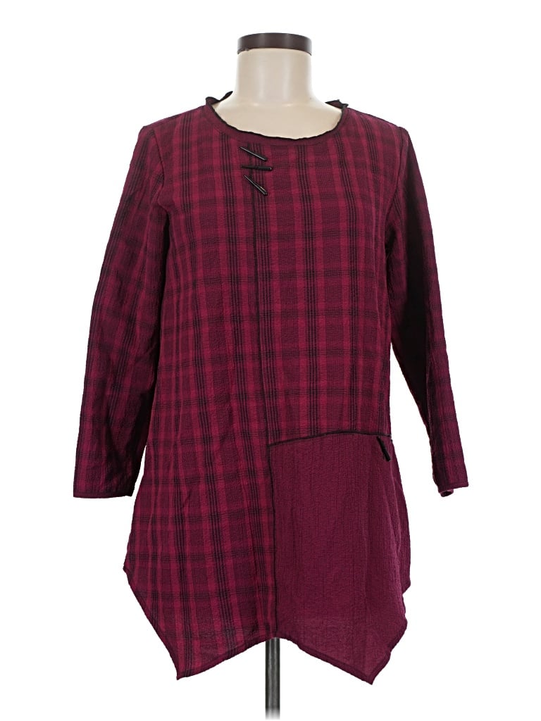 Pre-owned Habitat 3/4 Sleeve Blouse In Burgundy
