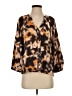 Evereve Floral Graphic Tie-dye Brown 3/4 Sleeve Blouse Size S - photo 1