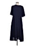 Connected Apparel 100% Polyester Solid Blue Casual Dress Size 12 - photo 1