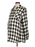 Isabel Maternity 100% Rayon Checkered-gingham Silver 3/4 Sleeve Blouse Size Lg Maternity - photo 1