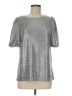 Anne Klein Metallic Silver Short Sleeve Top Size M - photo 1