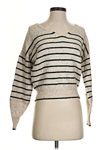 Madewell Wedged V-Neck Sweater in Stripe (view 1)