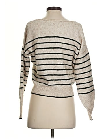 Madewell Wedged V-Neck Sweater in Stripe (view 2)