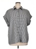 Shein Curve 100% Polyester Houndstooth Silver Short Sleeve Blouse Size 16 Plus (2) - photo 1