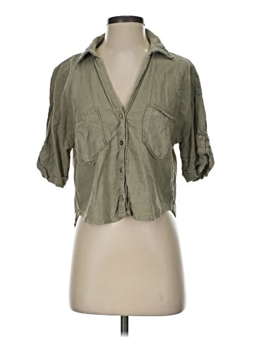 Zara 3/4 Sleeve Button-Down Shirt (view 1)