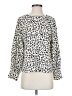 Nine West 100% Polyester Animal Print Ivory Long Sleeve Blouse Size XS - photo 1