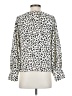 Nine West 100% Polyester Animal Print Ivory Long Sleeve Blouse Size XS - photo 2