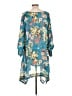 Unbranded 100% Polyester Floral Blue Casual Dress Size L - photo 2