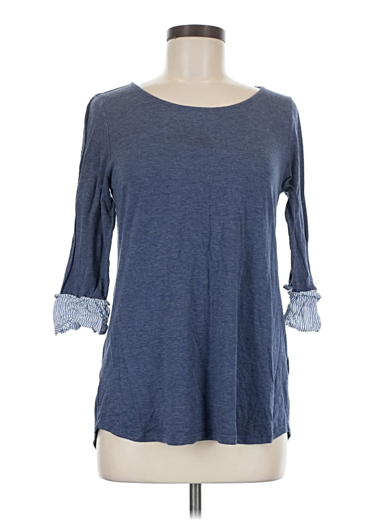 Pre-owned Les Amis 3/4 Sleeve Top Blue Boatneck Tops