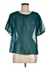 CAbi 100% Polyester Teal Short Sleeve Blouse Size M - photo 1