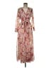 Alexa B 100% Polyester Floral Tan Casual Dress Size 6 - photo 1